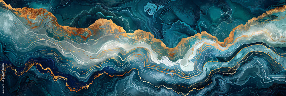 An abstract wave print with blue and cream pattern. An abstract wave print with blue and cream pattern.