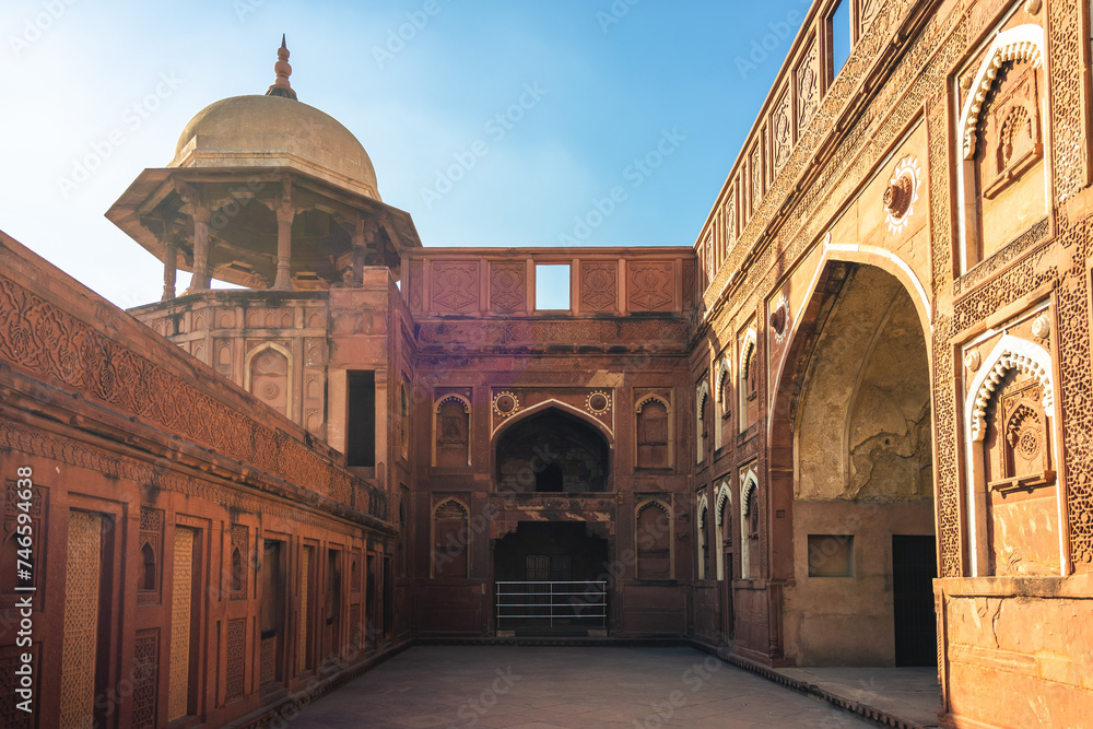 Jahangir Palace of Agra Fort, aka Red Fort, locateed in Agra, India