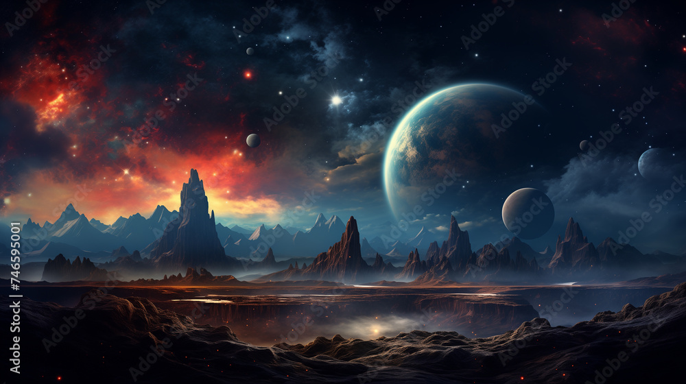 Fantasy alien planet. 3D illustration Fantasy alien planet. 3D illustration