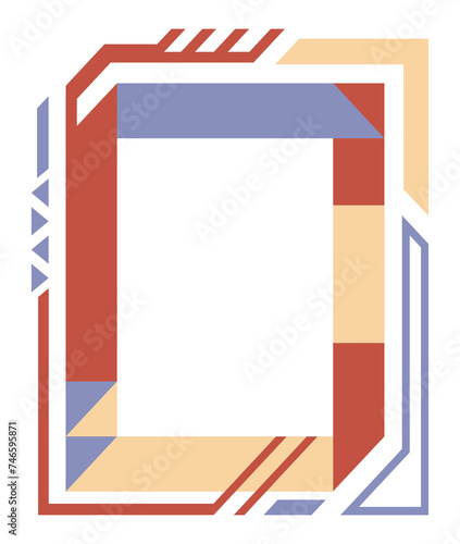 Abstract vibrant vertical modern frame. Colorful geometric rectangle border. Copy space for your images and text 