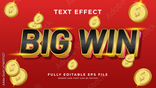 Editable big win gold slots casino text effect and vegas style