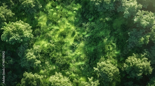 in Realistic anime style, top view grassland 