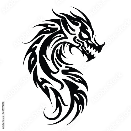 Wallpaper Mural Tribal Dragon Head Silhouette, Tattoo Vector Art Torontodigital.ca