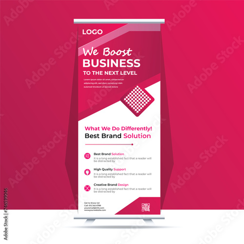 Vector Modern Business Roll Up Banner Design Template 