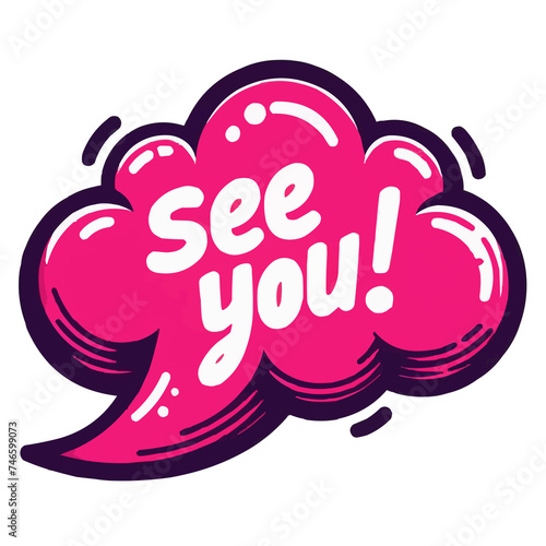 Bright Pink Speech Bubble Graphic with 