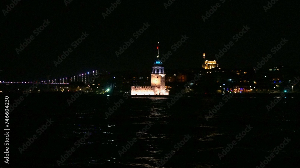 night view of the Maiden's Tower