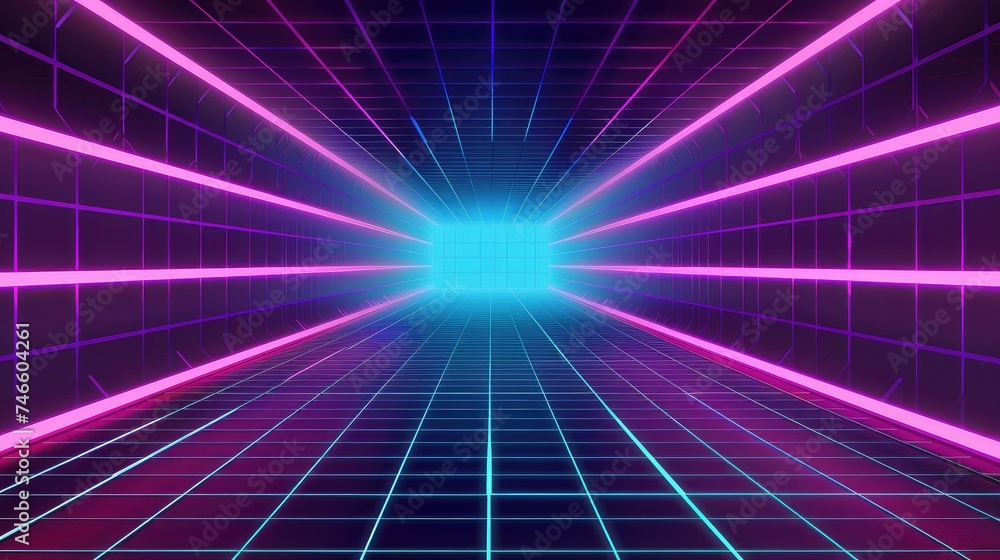 Fototapeta premium Clean virtual reality background, tron, synth wave style.