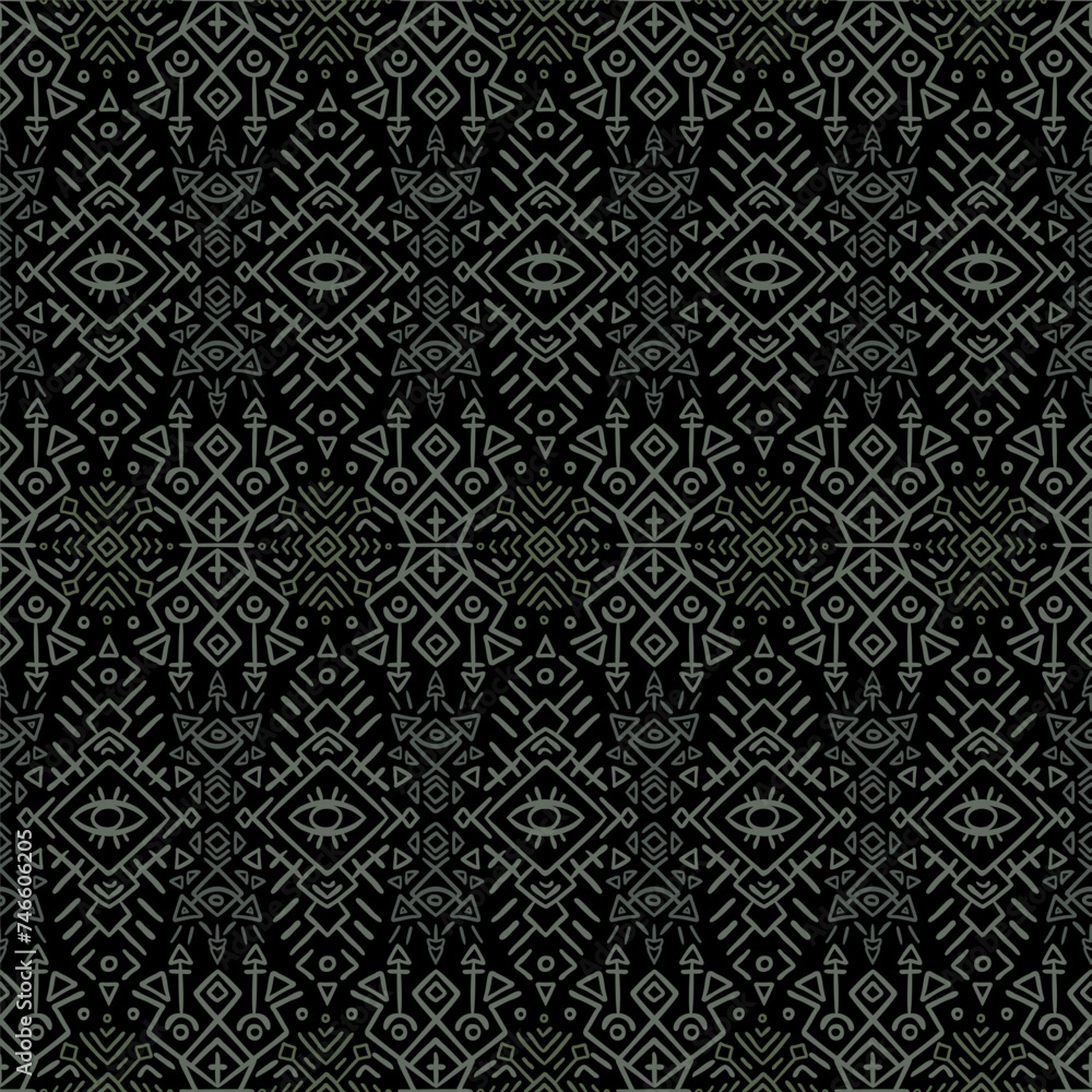 Seamless tribal patterns in vector format draw inspiration from Indigenous art. Geometric motifs and freehand elements create intricate designs for various applications. Seamless tribal patterns in vector format draw inspiration from Indigenous art. Geometric motifs and freehand elements create intricate designs for various applications.