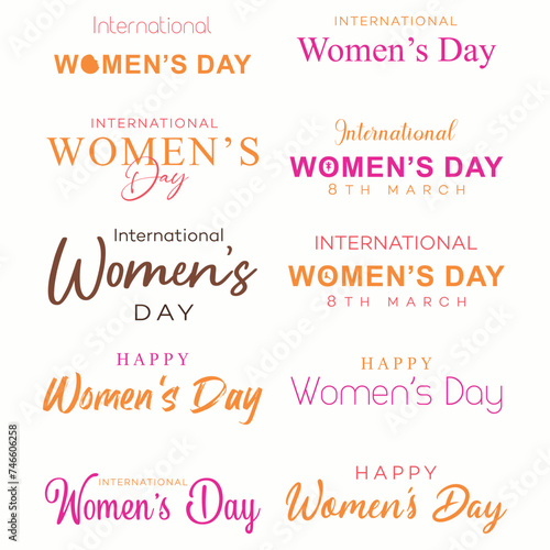 Women's Day typographic | 8 March, International, women's Day stylish text poster, post, with woman silhouette and | happy, Women’s day text, 
