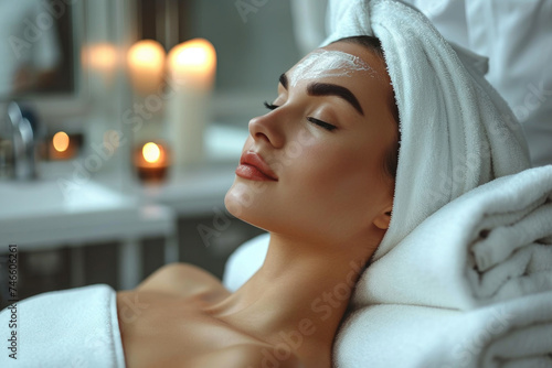 Beautiful woman relaxing at the spa salon