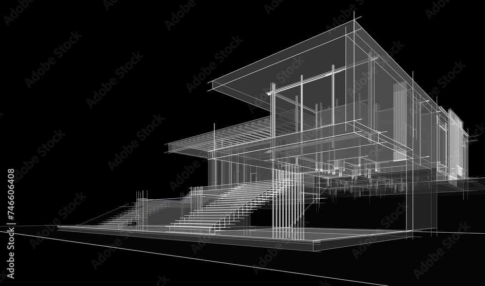 Modern house architectural 3d rendering Modern house architectural 3d rendering