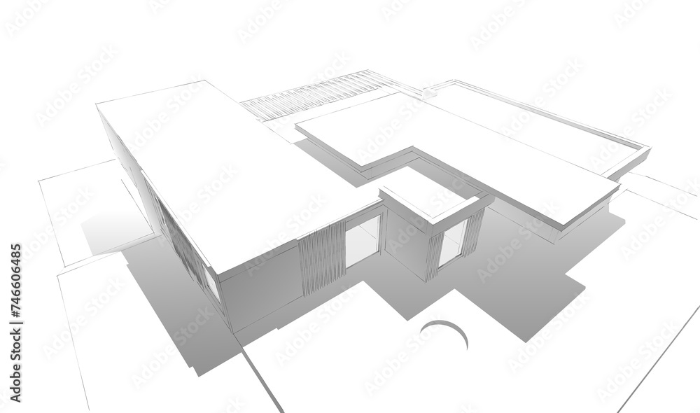 Modern house architectural 3d rendering