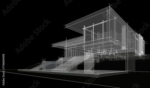 Modern house architectural 3d rendering