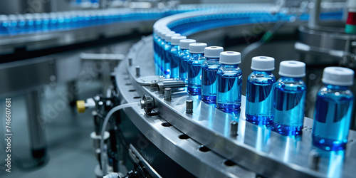 medical vials on the production line of a pharmaceutical factory, pharmaceutical machine, photo