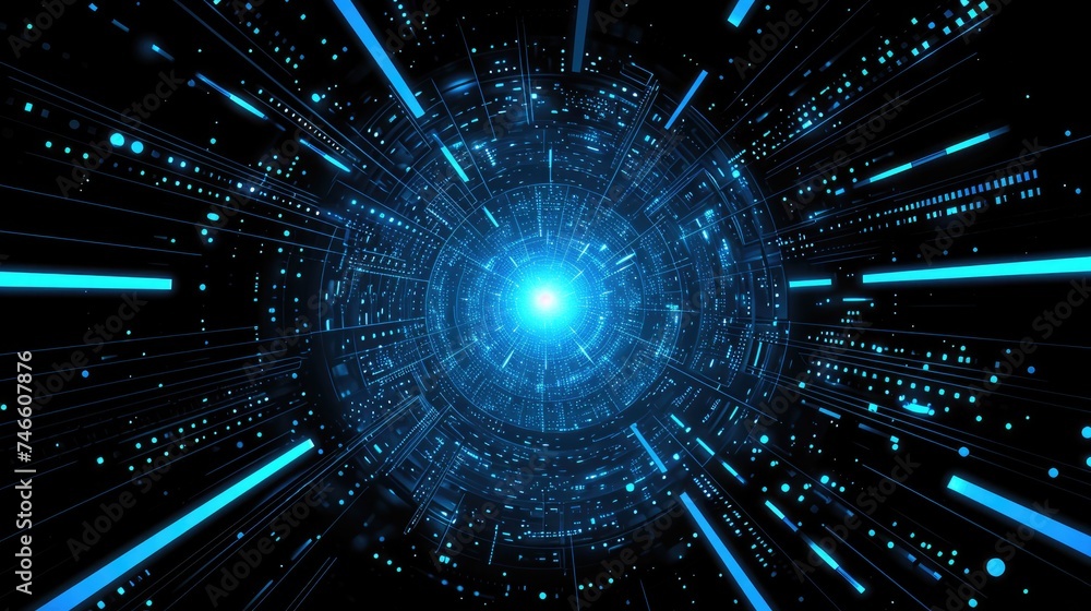Fototapeta premium abstract blue high speed line abstract technology background digital fiber hi tech concept