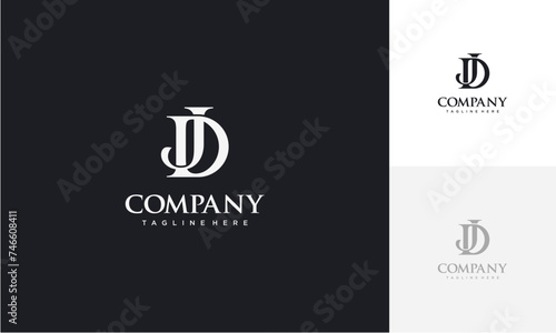 Initial letter DJ or JD logo vector design template