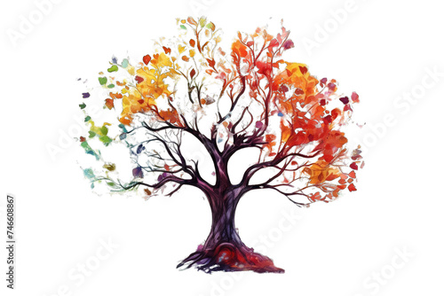 the tree of life in colorful spring watercolor painting style png / transparent © Rehman