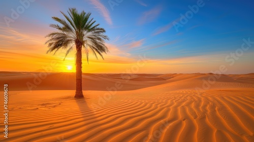 Palm Tree Standing in Desert Landscape