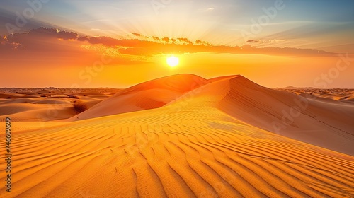 Setting Sun Over Sand Dunes