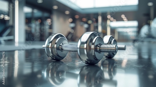 Pair of Dumbbells on Shiny Surface