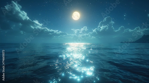 Moonlit Ocean Night View