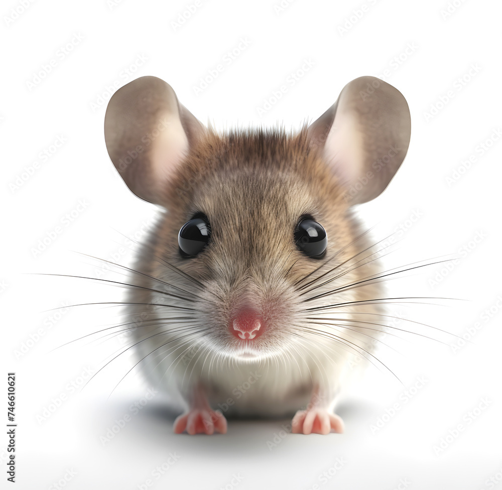 Cute gray mouse drawing. Funny rodent.