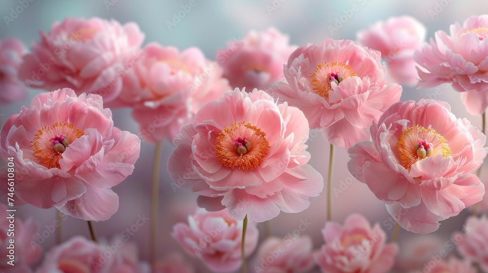 Pink Peonies Flowers Blooming in Abundance Pink Peonies Flowers Blooming in Abundance