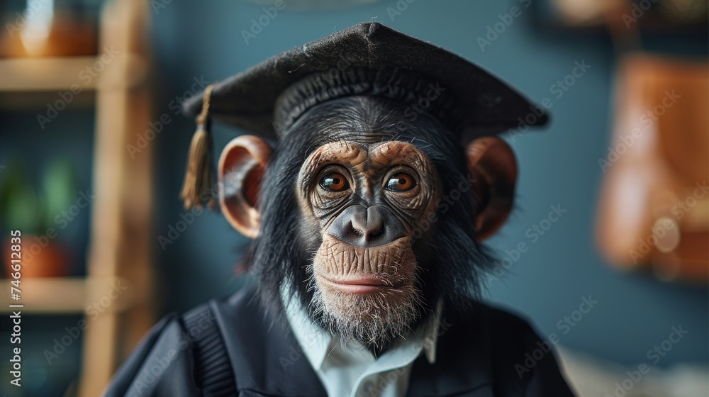 Monkey Wearing Graduation Cap and Gown Monkey Wearing Graduation Cap and Gown