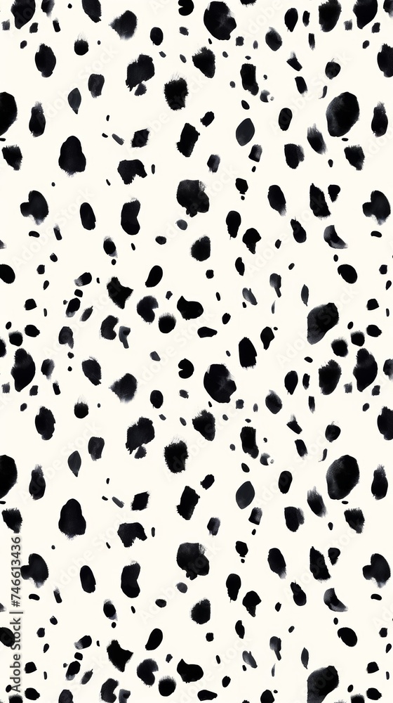 Black and White Dalmatian Animal Print Pattern on White Background Black and White Dalmatian Animal Print Pattern on White Background