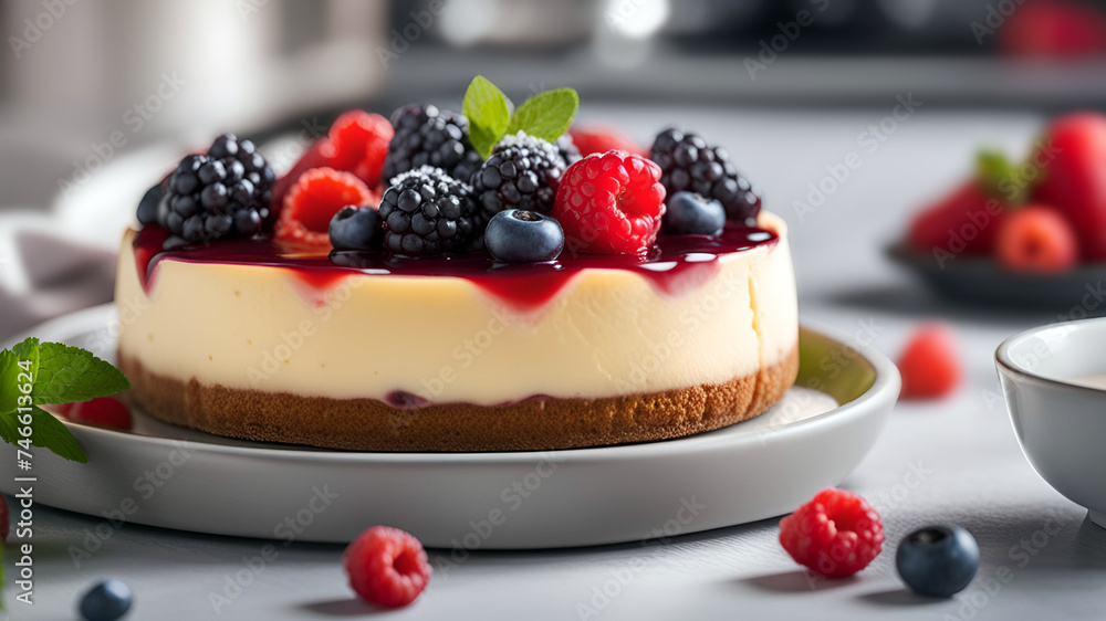 Delicious cheesecake with berries Delicious cheesecake with berries
