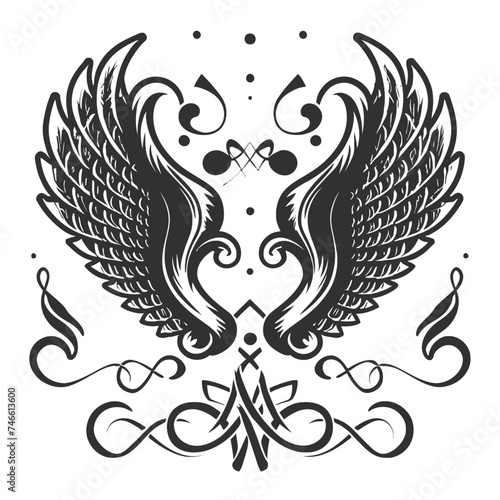 Monochrome wings for tattoo or mascot vector