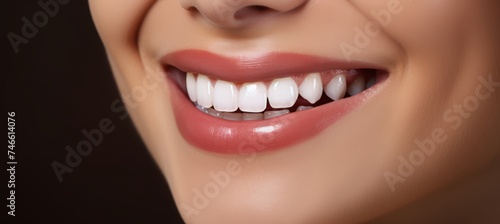Close-up of a person displaying confidence with brilliant smile featuring white teeth veneers