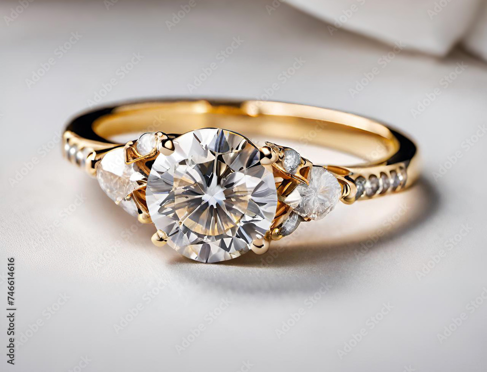 Closeup of beautiful elegant gold engagement ring Closeup of beautiful elegant gold engagement ring