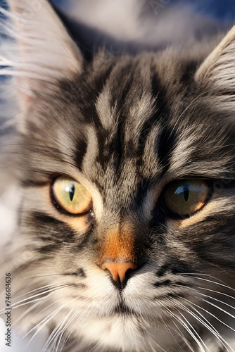 cat portrait, Gray cat, black gray cat