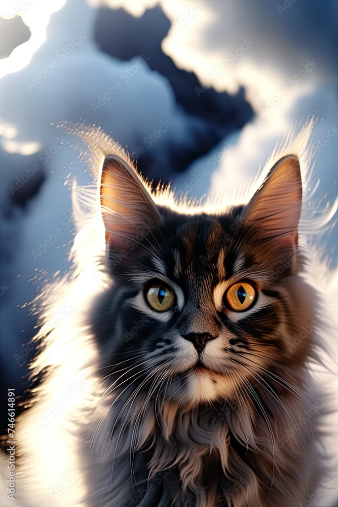 cat portrait, Gray cat, black gray cat cat portrait, Gray cat, black gray cat