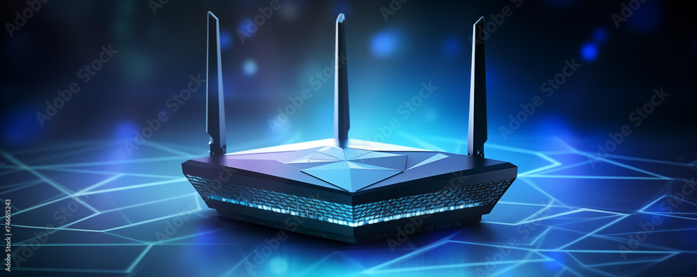 modern wireless router, ultra modern network with beamforming ...