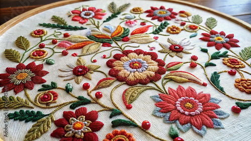 embroidery, flowers,