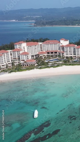 okinawa busena beach Vertical video 4kaerial