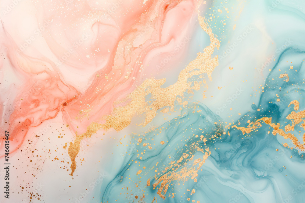 Pastel colours and golden pain texture, abstract background