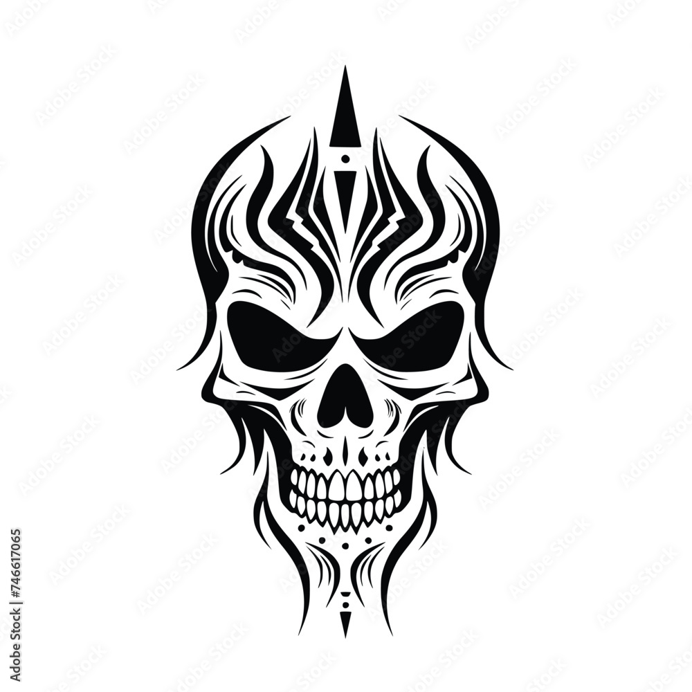 Skull Face Head Tribal Tattoo, Vector Art Design Skull Face Head Tribal Tattoo, Vector Art Design
