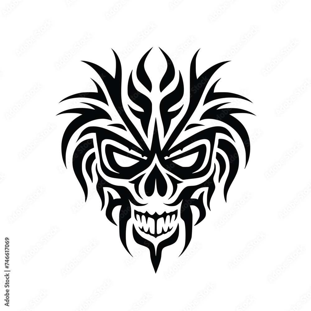 Tribal Tattoo Art, Vector Design of a Skull Face Head Tribal Tattoo Art, Vector Design of a Skull Face Head