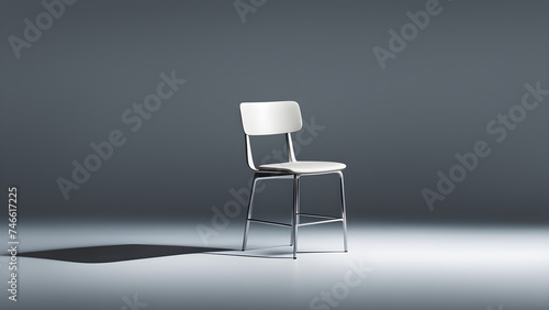 Alone chair in empty room  gray background  space for text 