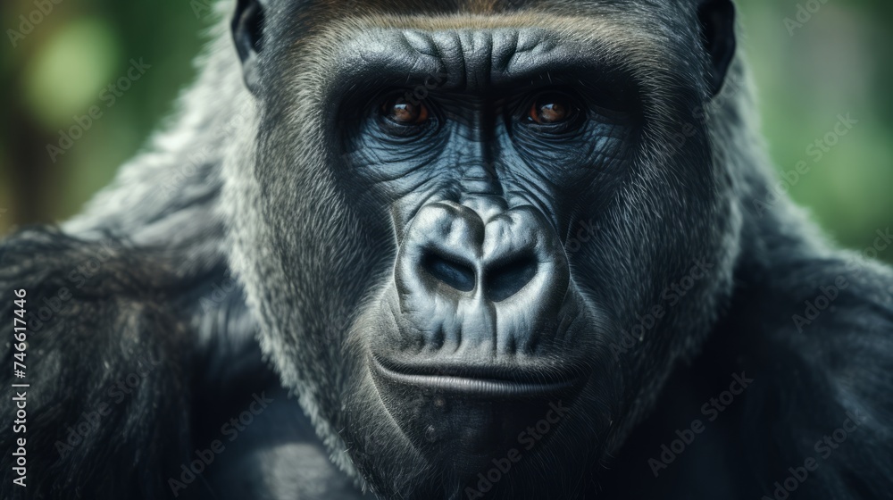 Close-up of a gorilla in the wild Close-up of a gorilla in the wild