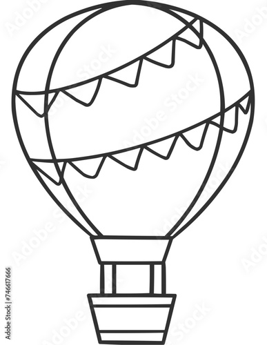 Hot Air Balloon Line Art, SVG Vector Line Art, Single Icon
