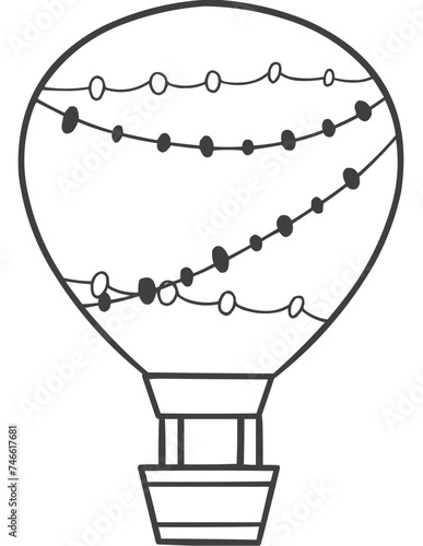Hot Air Balloon Line Art, SVG Vector Line Art, Single Icon
