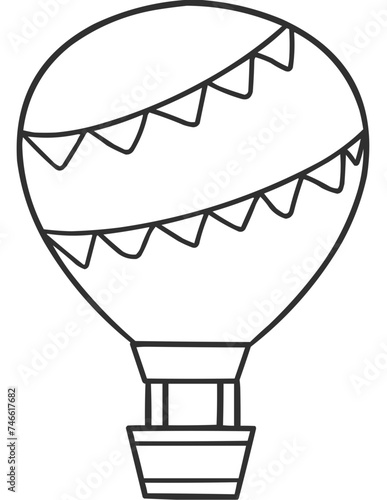 Hot Air Balloon Line Art, SVG Vector Line Art, Single Icon

