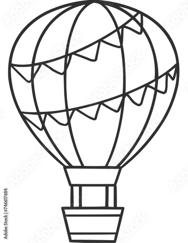 Hot Air Balloon Line Art, SVG Vector Line Art, Single Icon
