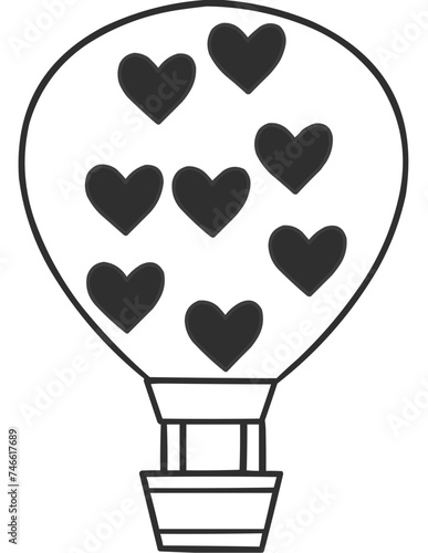 Hot Air Balloon Line Art, SVG Vector Line Art, Single Icon
