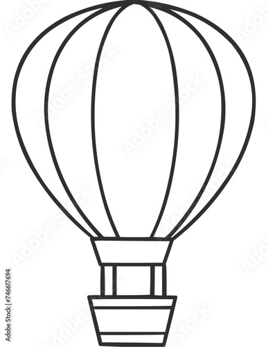 Hot Air Balloon Line Art, SVG Vector Line Art, Single Icon
