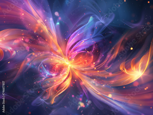 Abstrakte energetische Lichtexplosion mit leuchtenden Partikeln